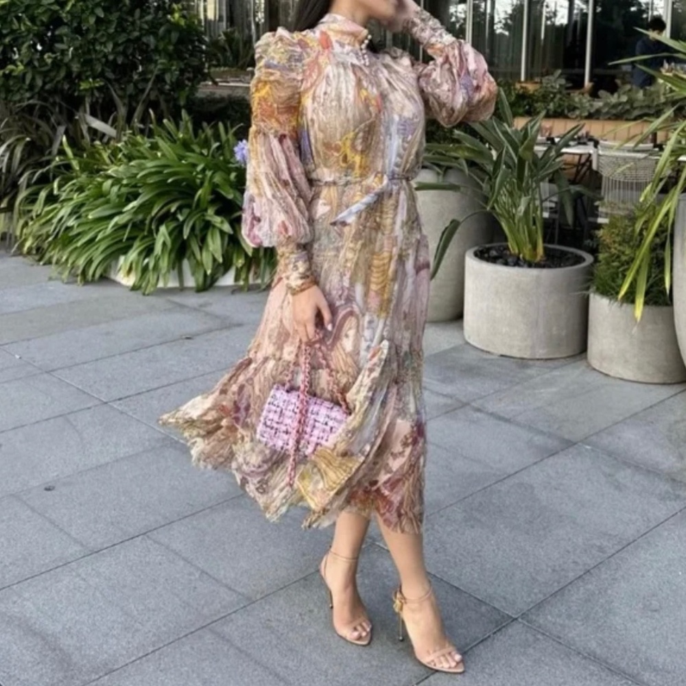 ZIMMERMANN Kaleidoscope Lurex Midi Dress.